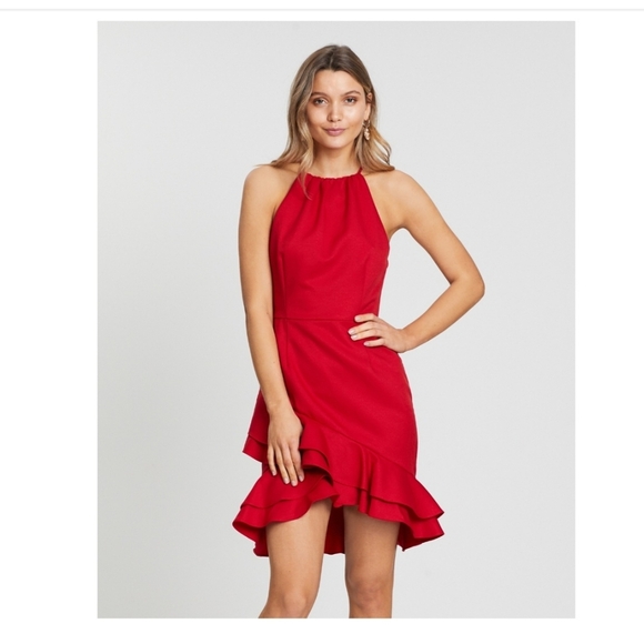 Cooper St Senorita High Neck Frill Mini Dress Halter Ruffled Red Size 8 - Picture 14 of 15